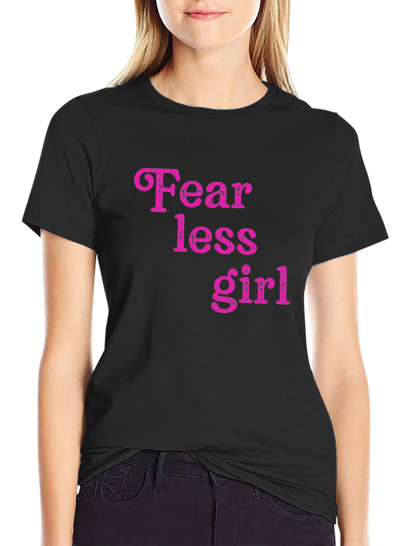 Fearless Girl Graphic Tee - Trendy Black Cotton T-Shirt