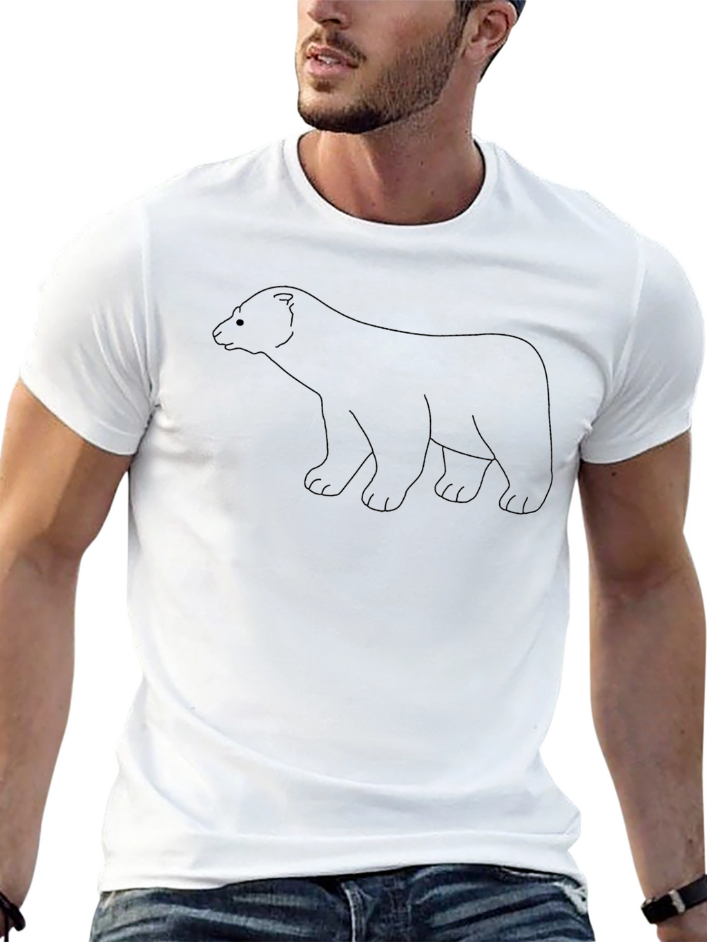 Black Bear Outline T-Shirt - Casual Style