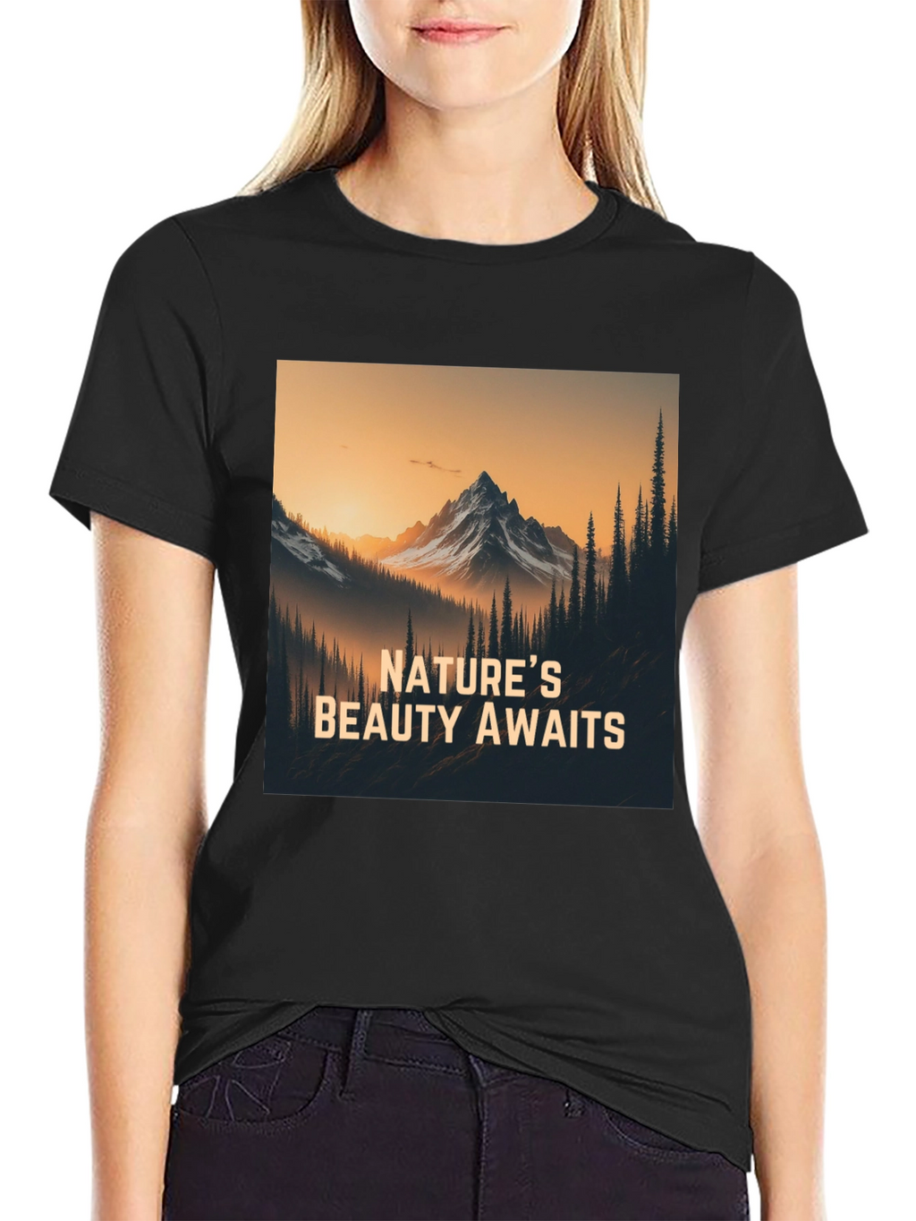 Natures Beauty Awaits Black Graphic Tee