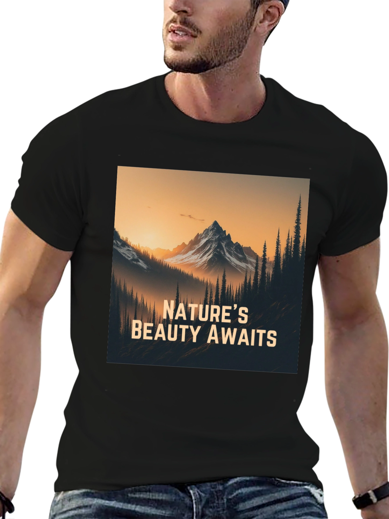Natures Beauty Awaits Black Graphic Tee