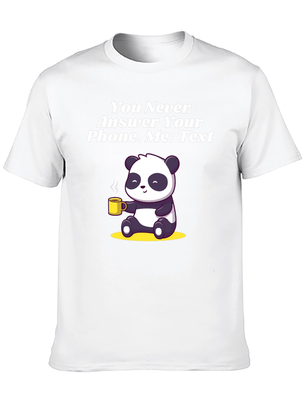 Panda Texting Humor Graphic T-Shirt