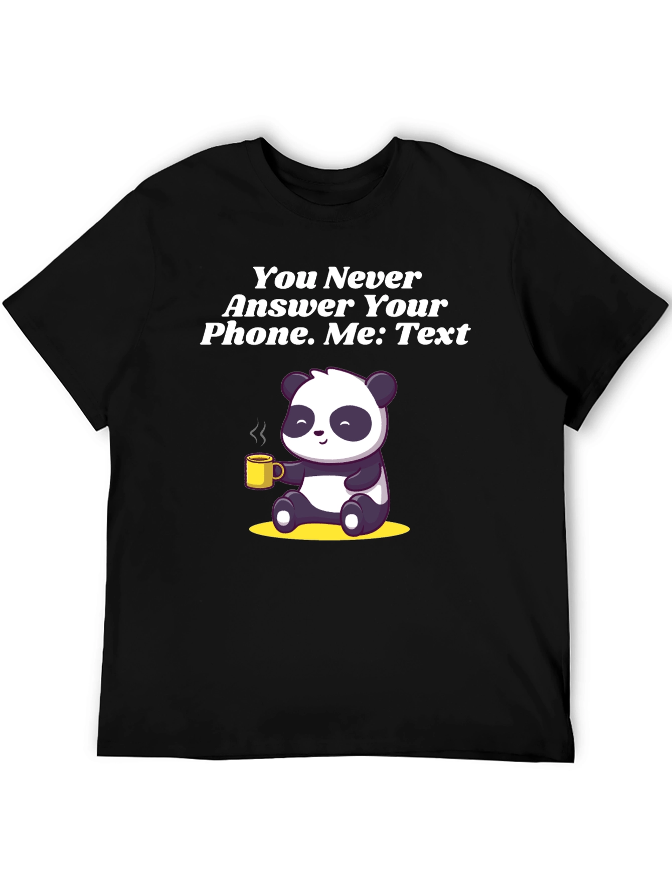 Panda Texting Humor Graphic T-Shirt