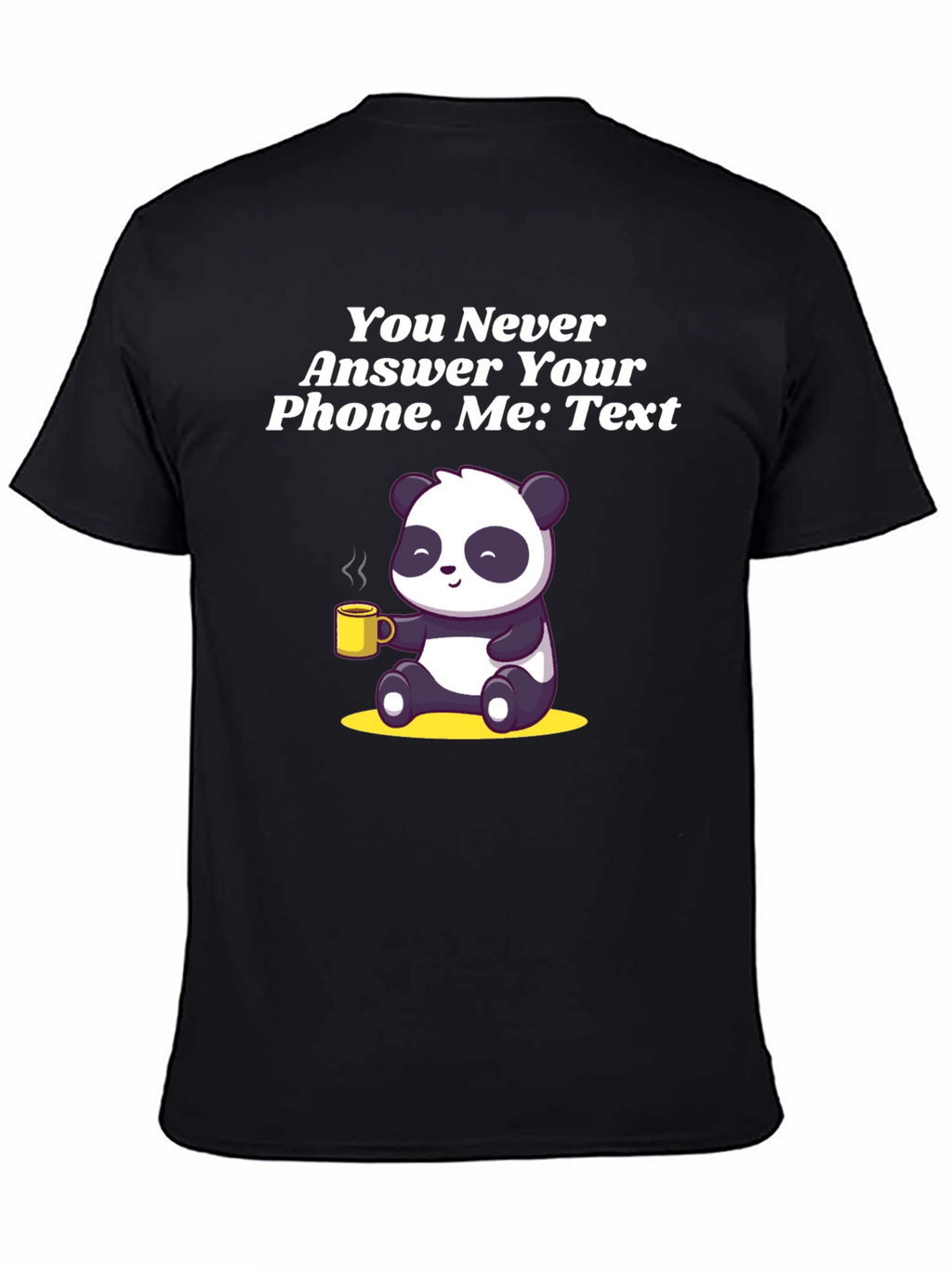 Panda Texting Humor Graphic T-Shirt