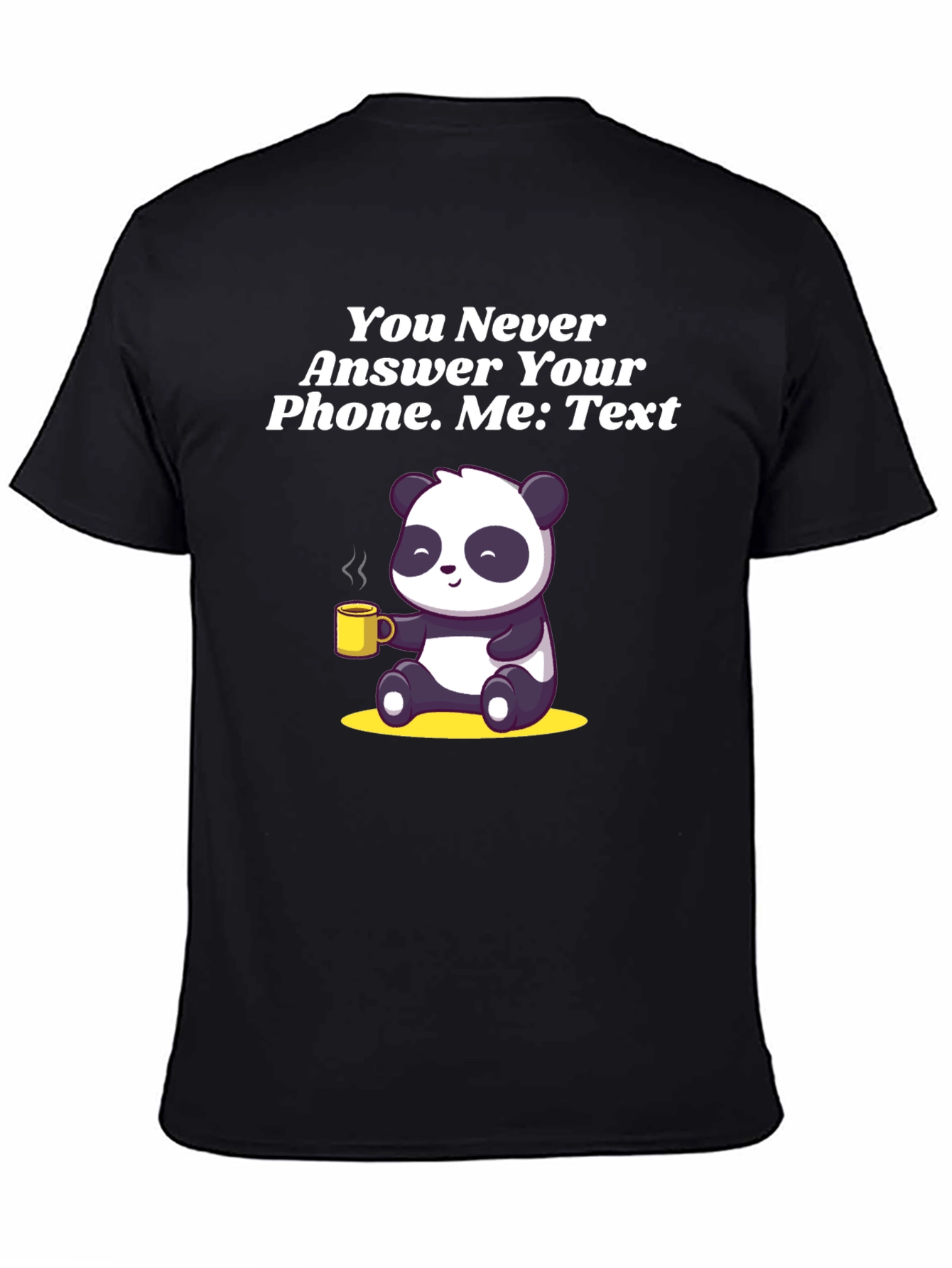 Panda Texting Humor Graphic T-Shirt