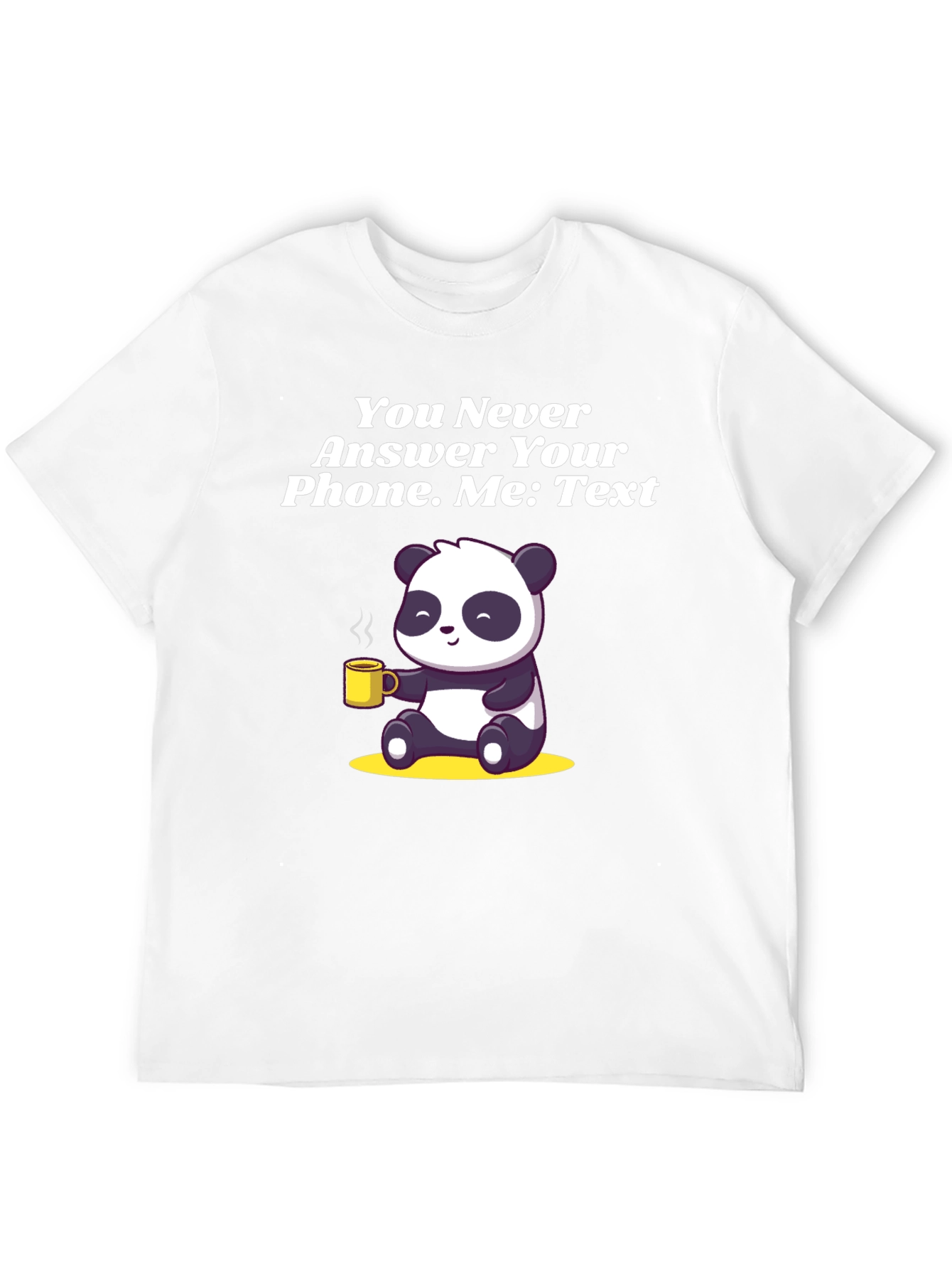 Panda Texting Humor Graphic T-Shirt