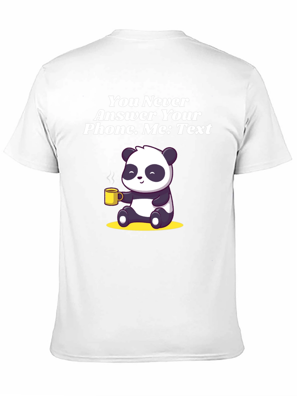 Panda Texting Humor Graphic T-Shirt