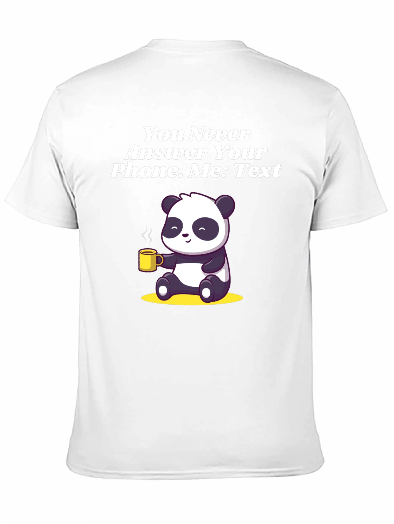 Panda Texting Humor Graphic T-Shirt