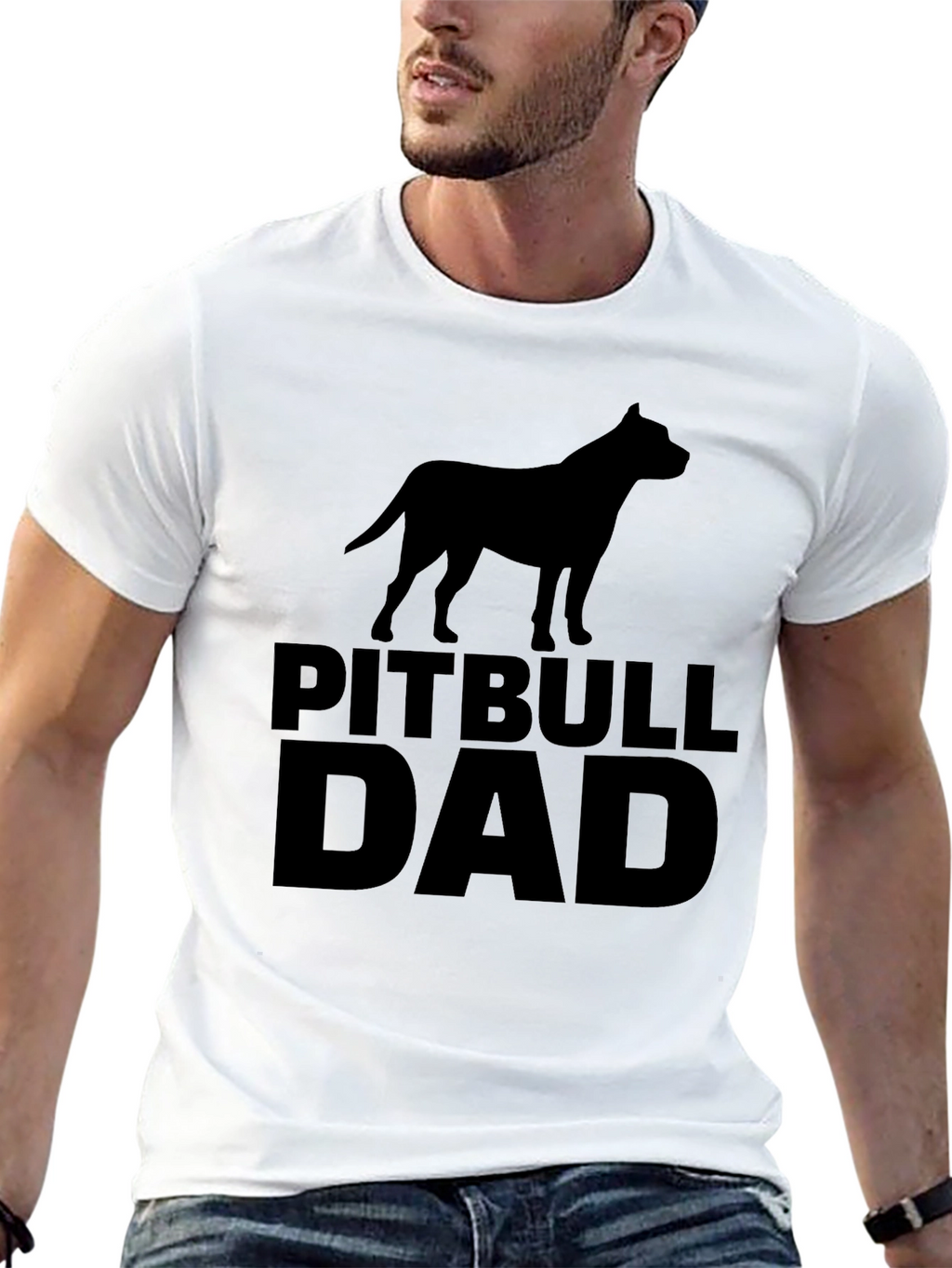Pitbull Dad Black Graphic Tee