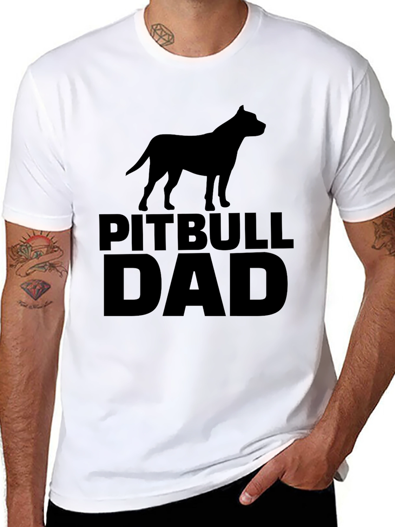 Pitbull Dad Black Graphic Tee