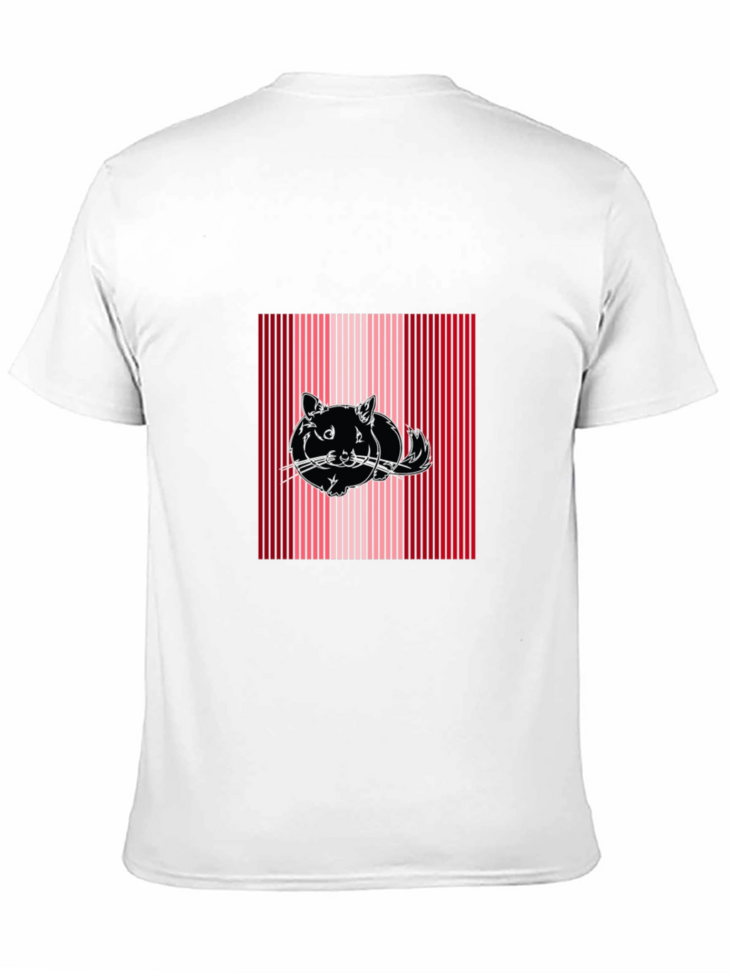 Striped Cat Graphic Tee - Black Cotton Blend