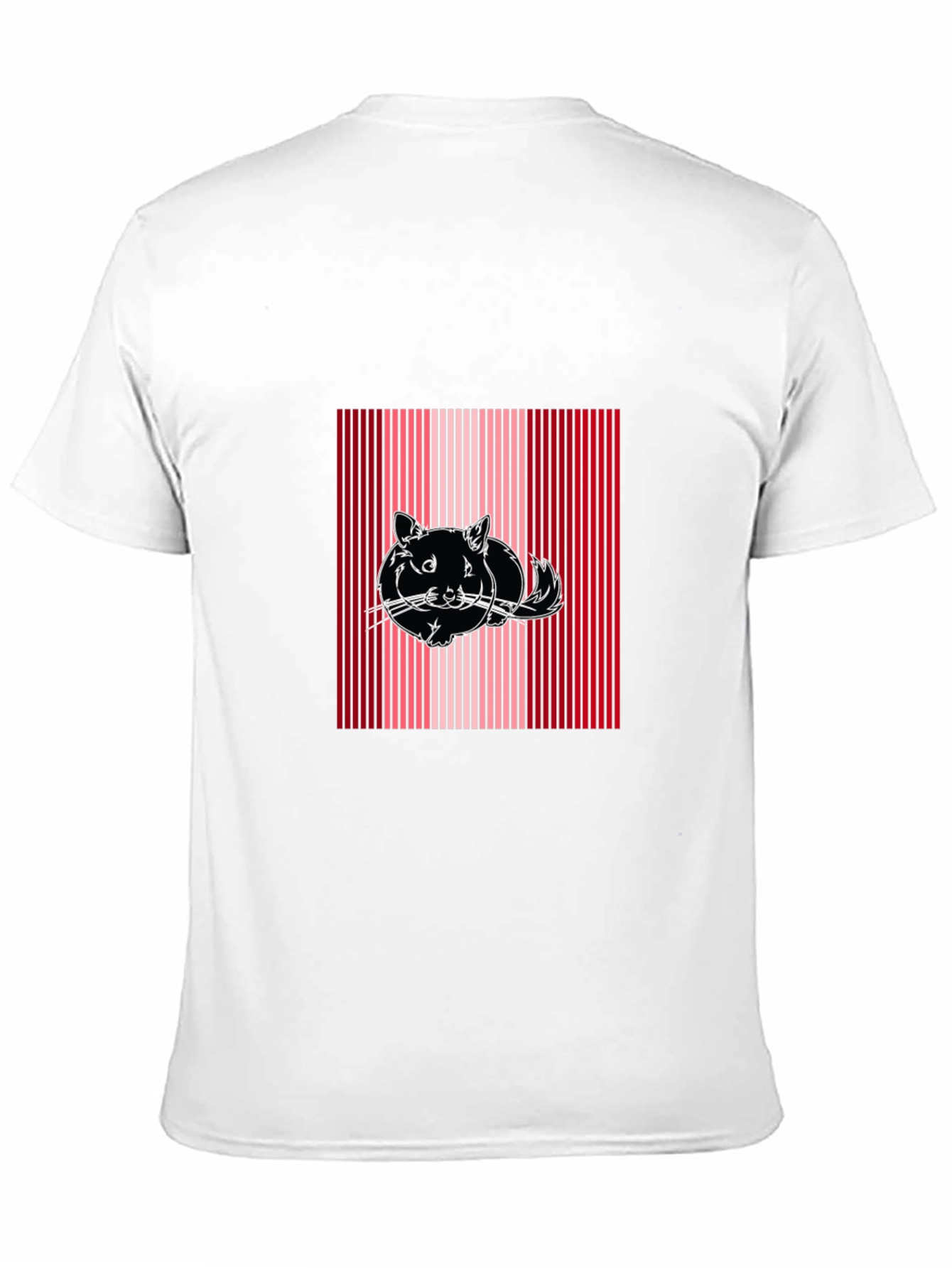 Striped Cat Graphic Tee - Black Cotton Blend