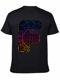 Mandala F Letter Graphic Tee - Unique Gradient Design