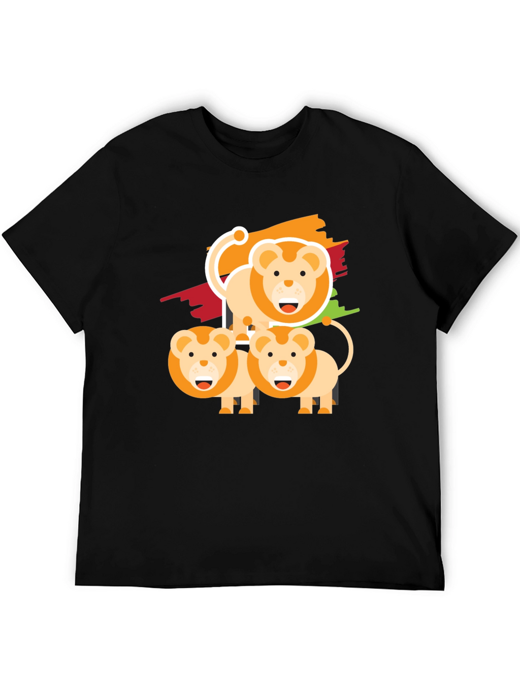 Lion Family Graphic Tee - Black Cotton Comfort
