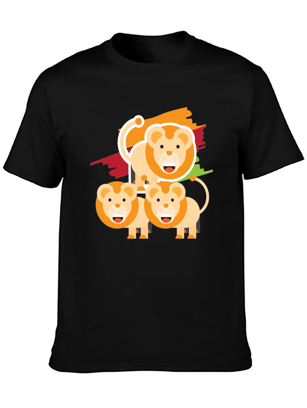 Lion Family Graphic Tee - Black Cotton Comfort