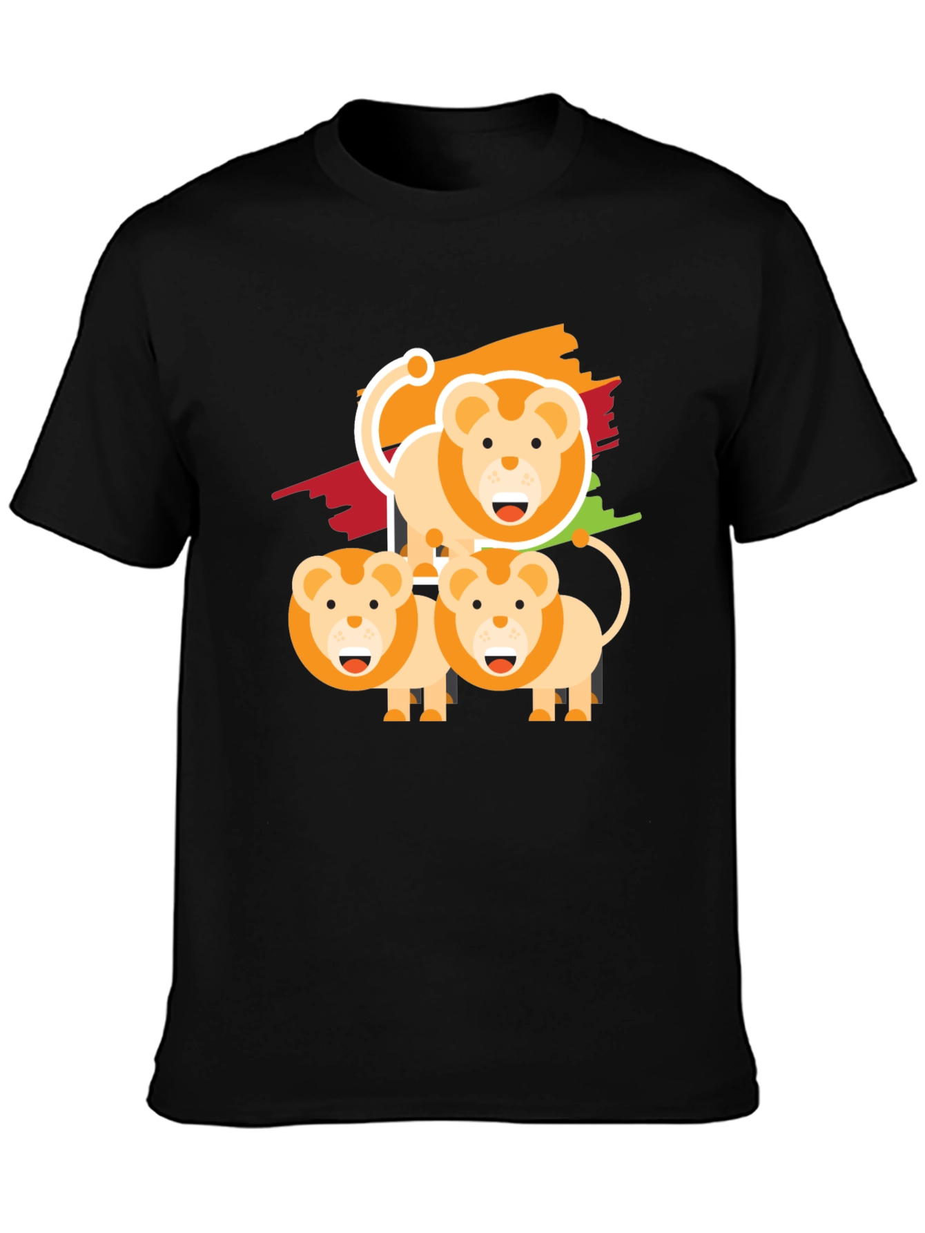 Lion Family Graphic Tee - Black Cotton Comfort