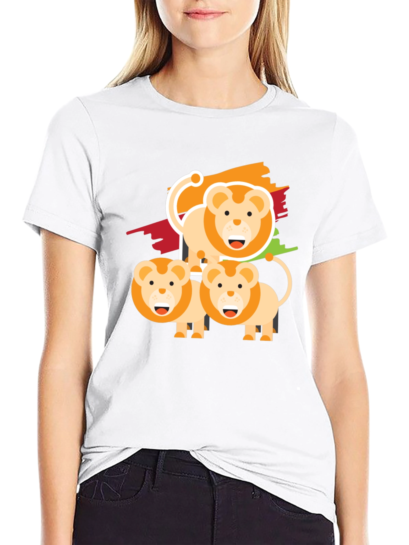 Lion Family Graphic Tee - Black Cotton Comfort