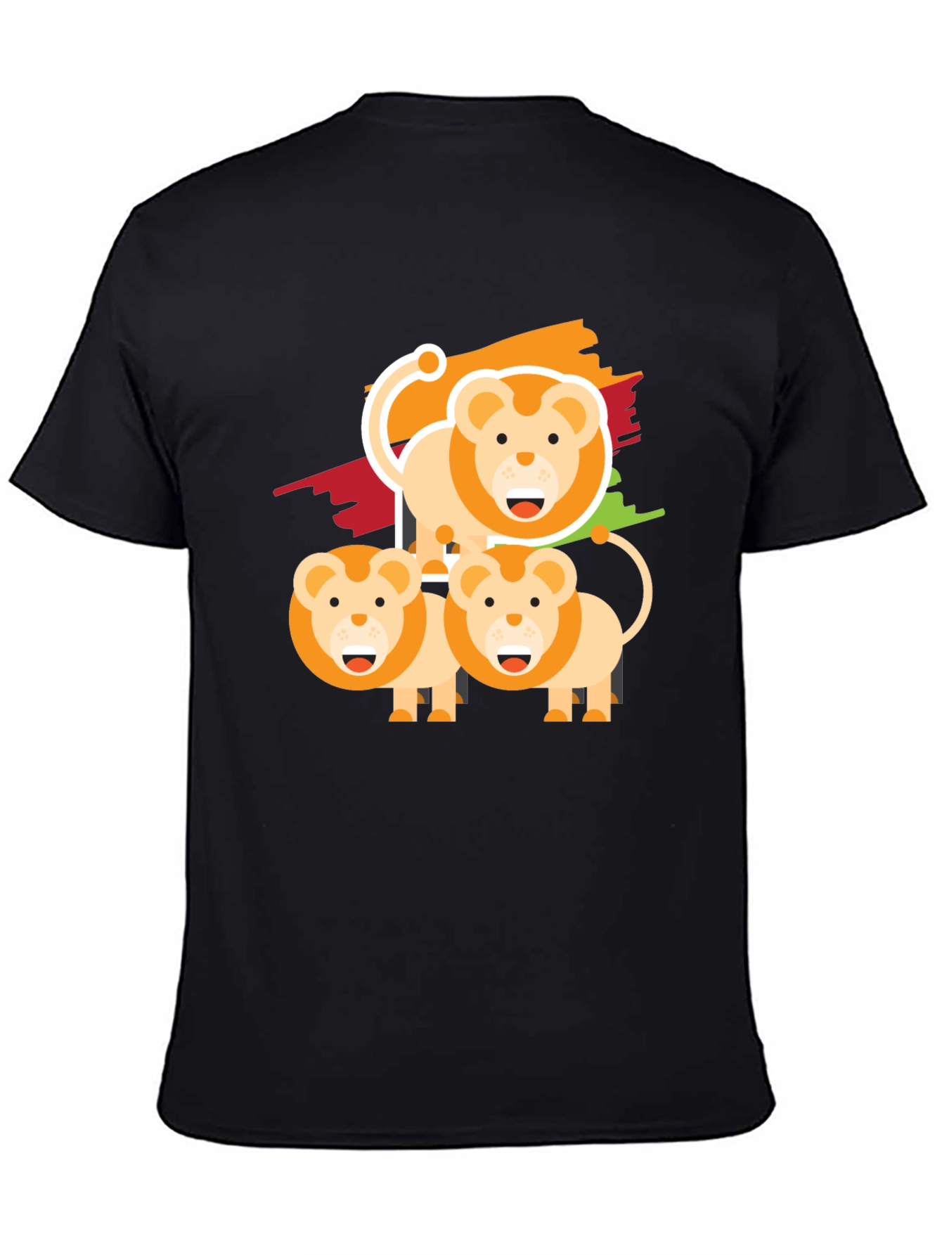 Lion Family Graphic Tee - Black Cotton Comfort