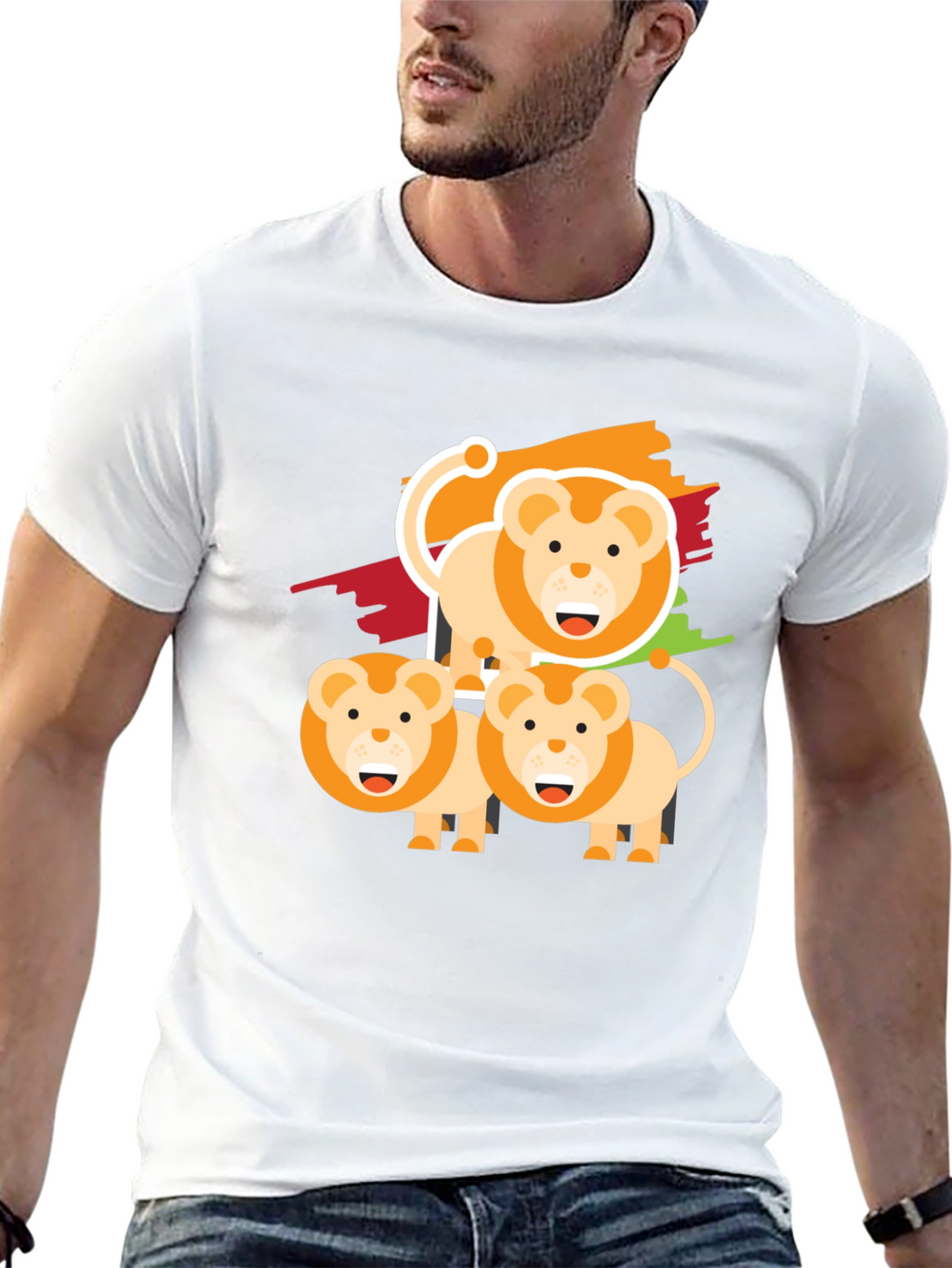 Lion Family Graphic Tee - Black Cotton Comfort