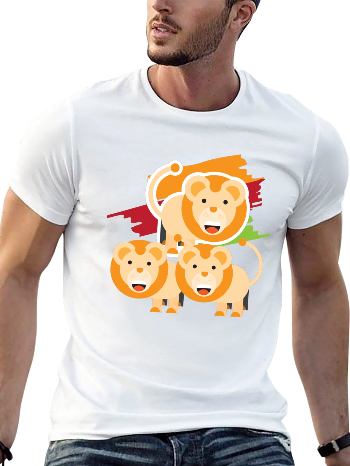 Lion Family Graphic Tee - Black Cotton Comfort
