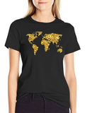 Glitter World Map Graphic Tee - Black