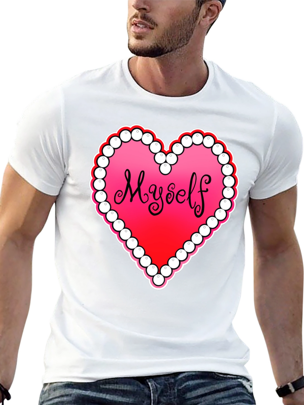 Myself Heart Graphic Tee - Black Casual T-Shirt