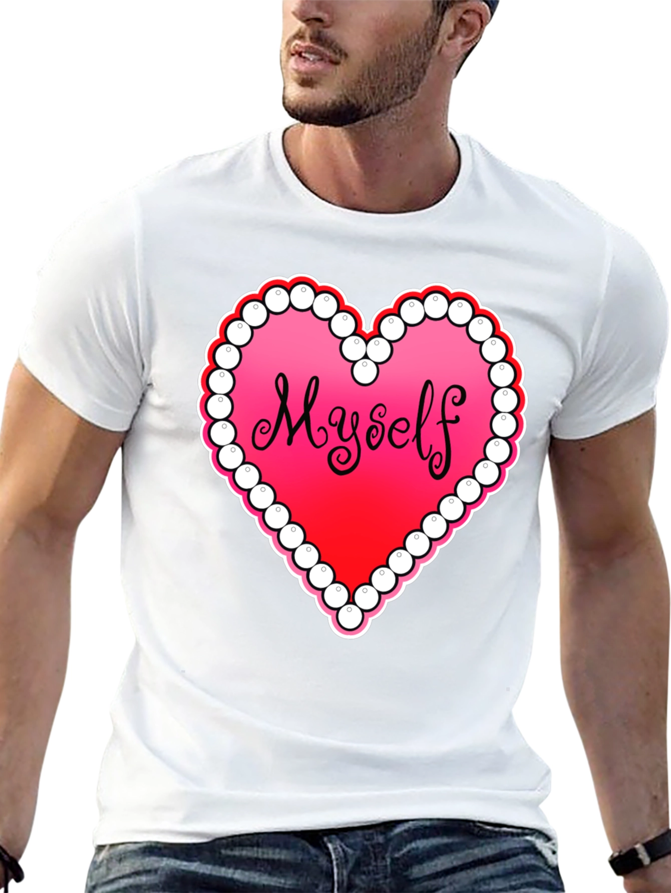 Myself Heart Graphic Tee - Black Casual T-Shirt