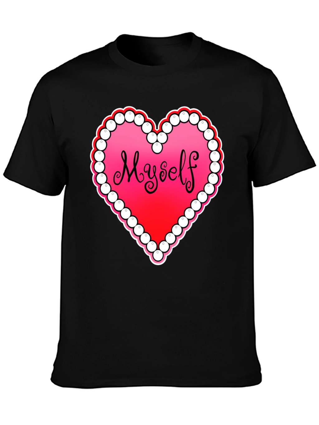 Myself Heart Graphic Tee - Black Casual T-Shirt