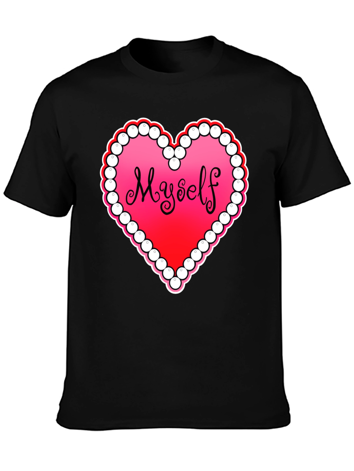 Myself Heart Graphic Tee - Black Casual T-Shirt