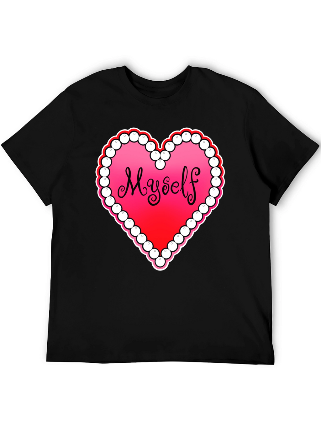 Myself Heart Graphic Tee - Black Casual T-Shirt