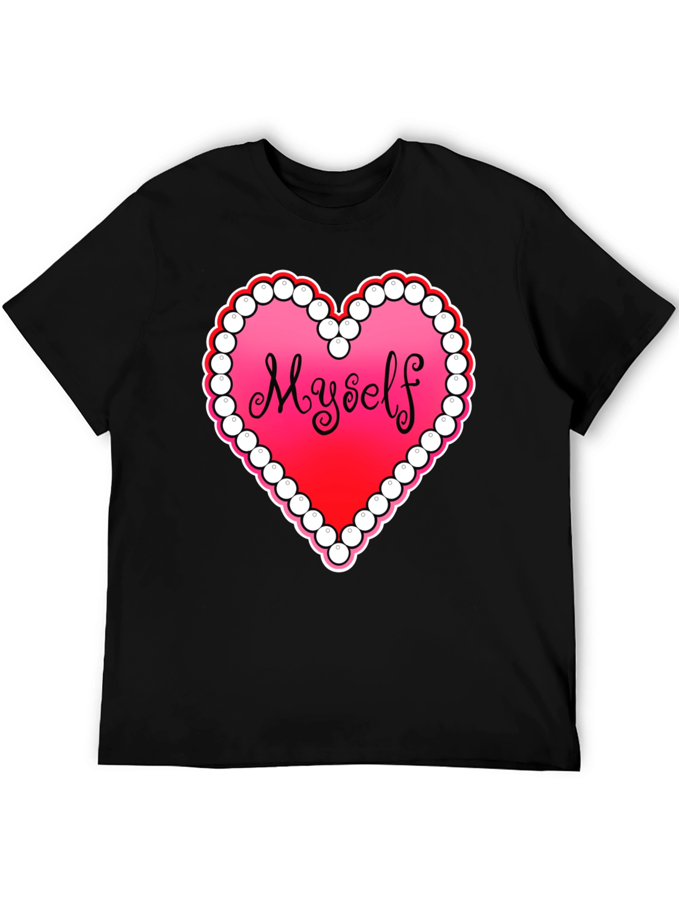 Myself Heart Graphic Tee - Black Casual T-Shirt