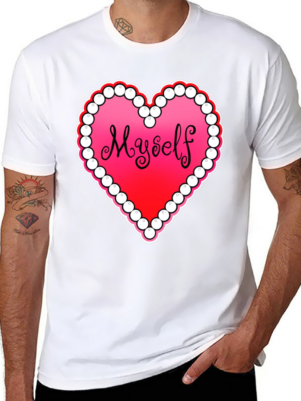 Myself Heart Graphic Tee - Black Casual T-Shirt