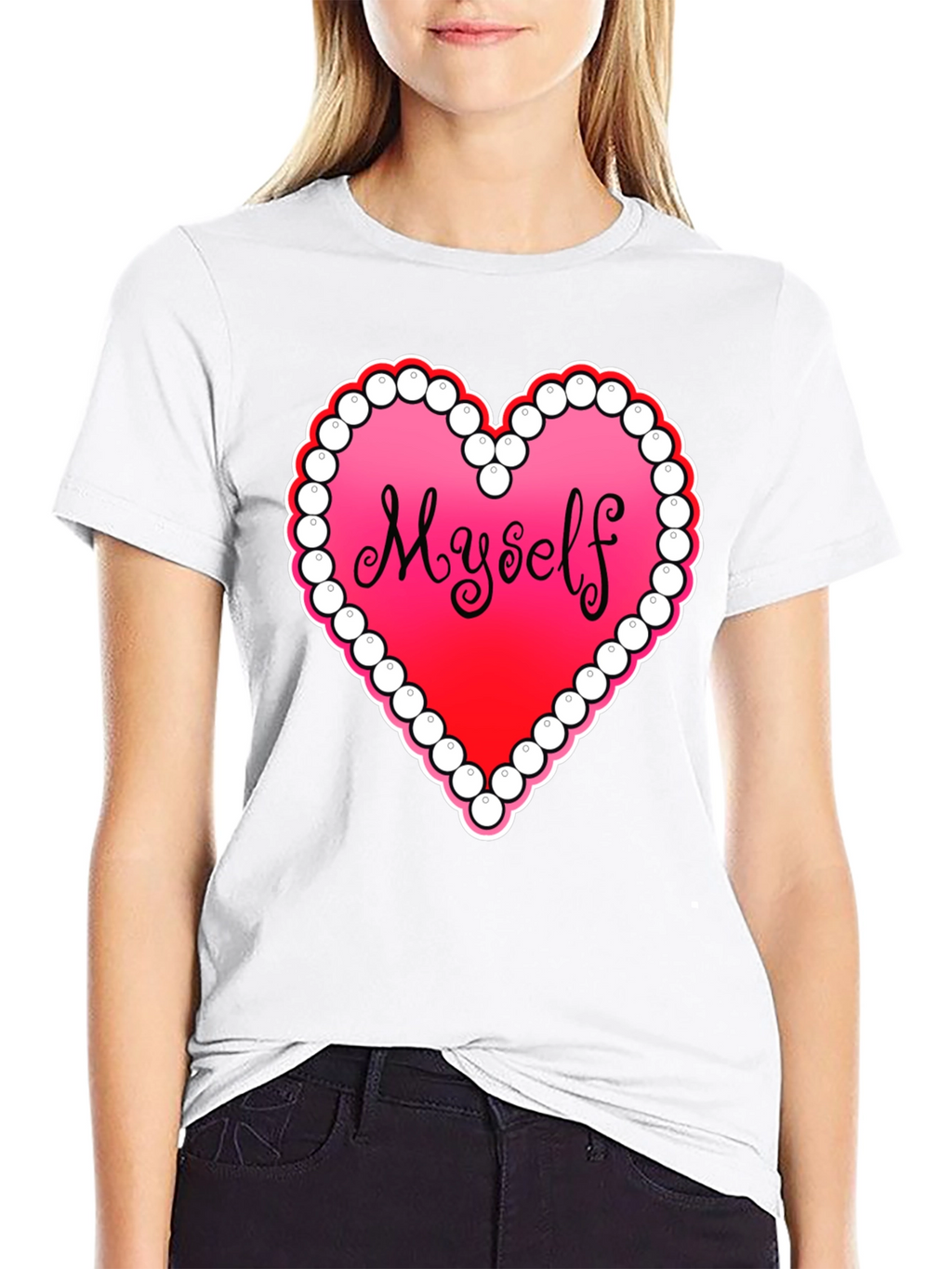 Myself Heart Graphic Tee - Black Casual T-Shirt