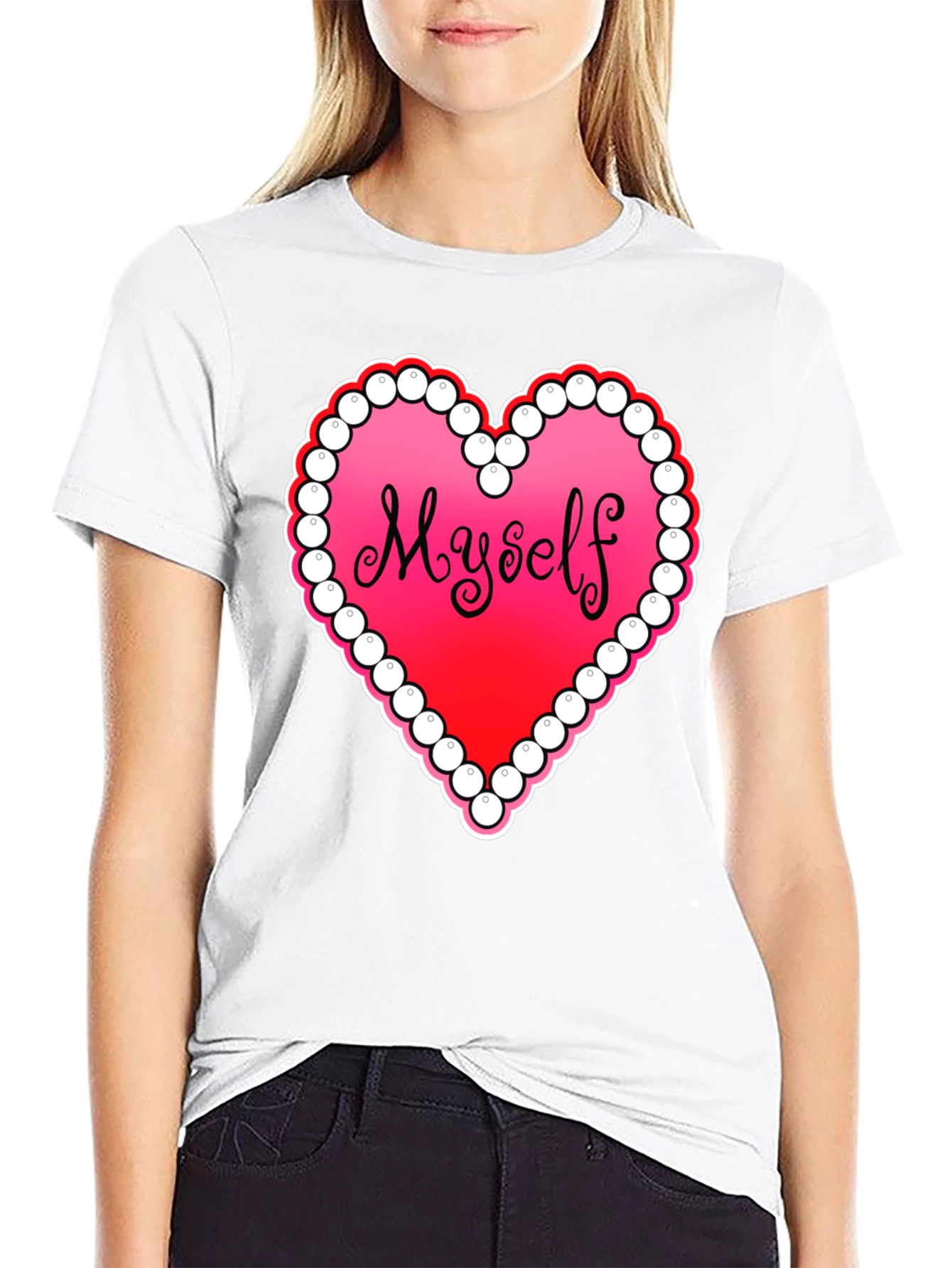 Myself Heart Graphic Tee - Black Casual T-Shirt