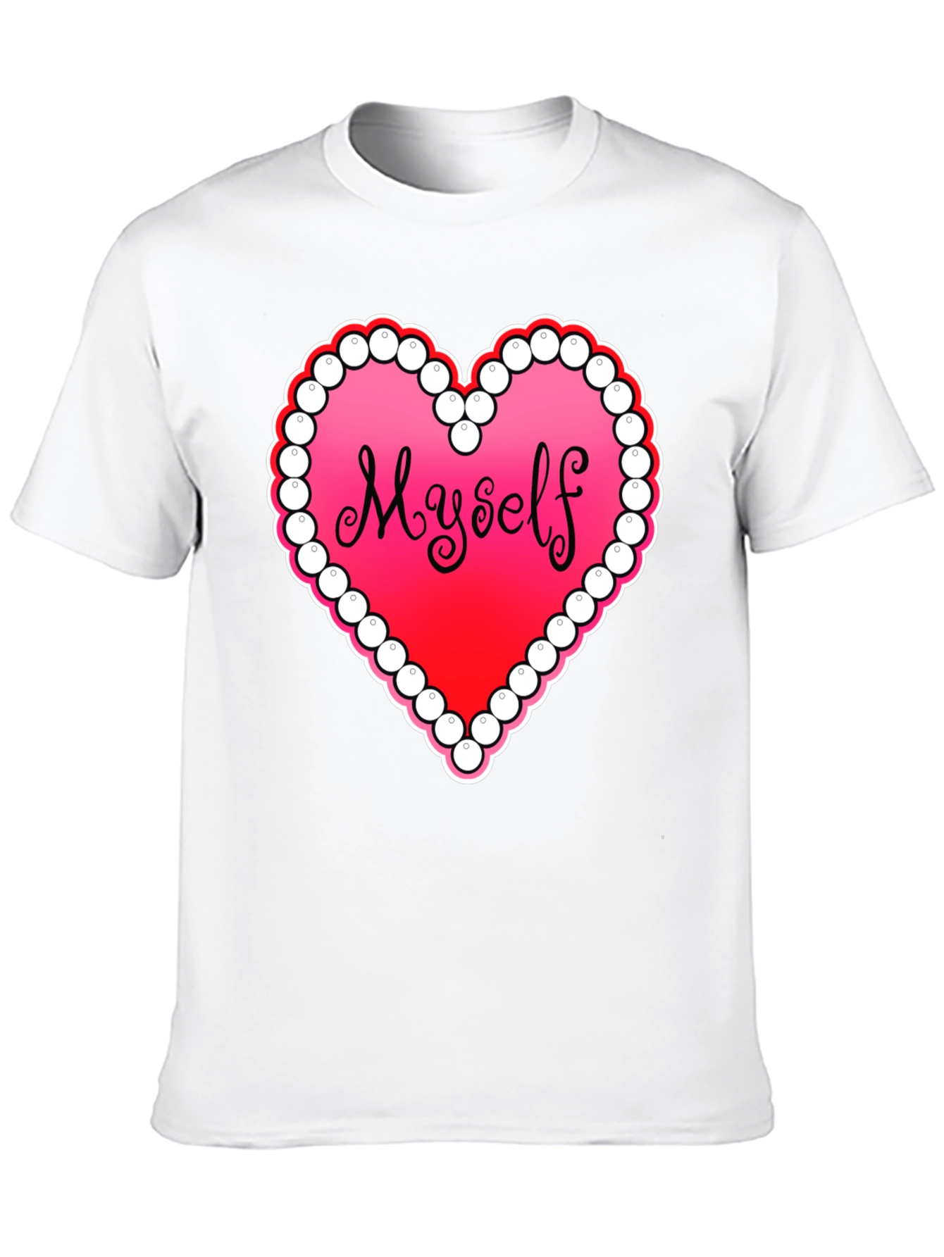 Myself Heart Graphic Tee - Black Casual T-Shirt