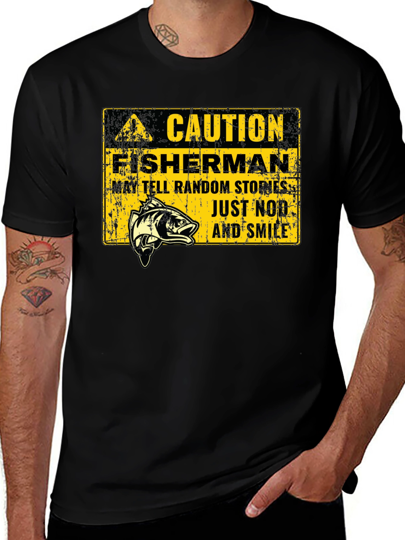 Caution Fisherman Graphic Tee