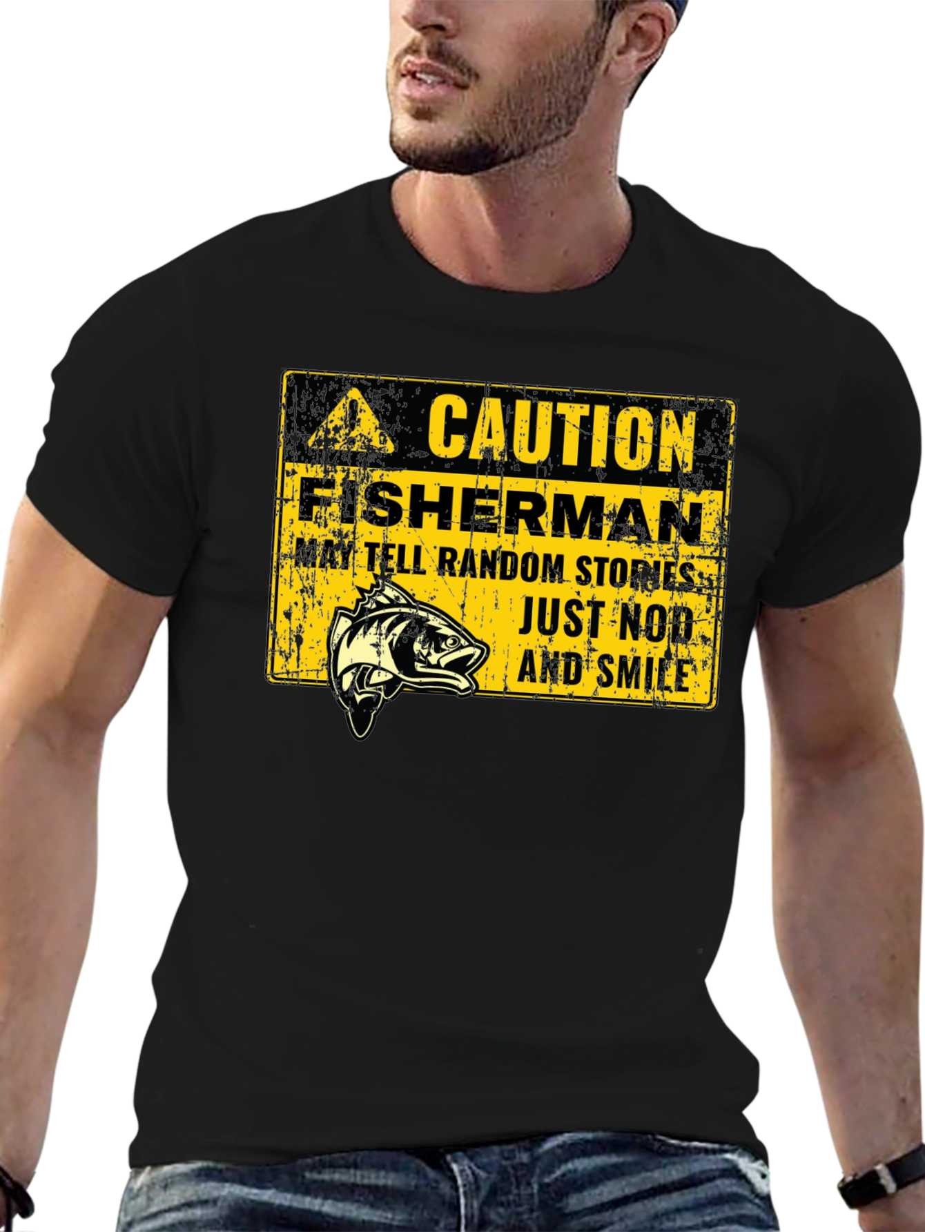 Caution Fisherman Graphic Tee