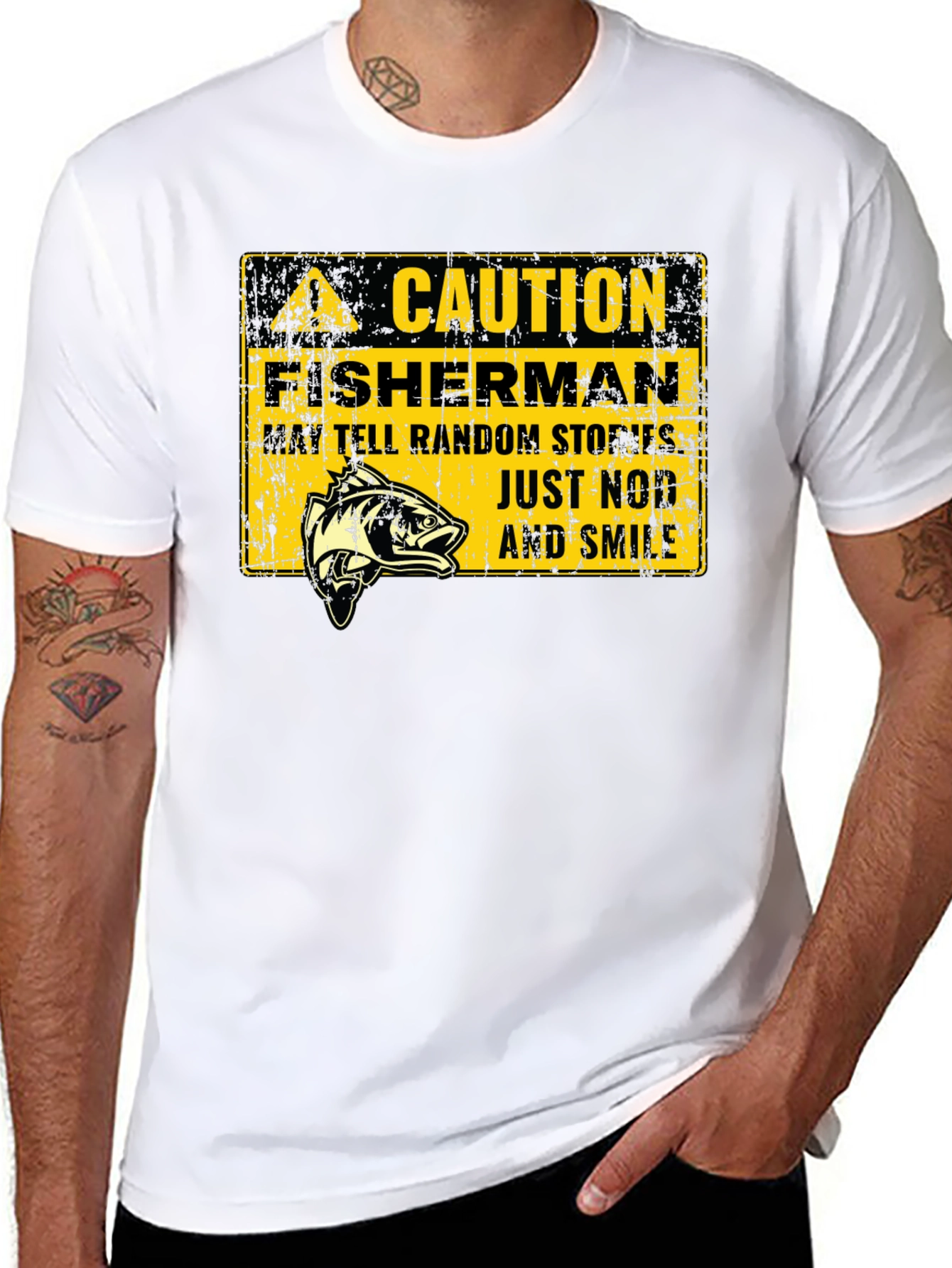 Caution Fisherman Graphic Tee