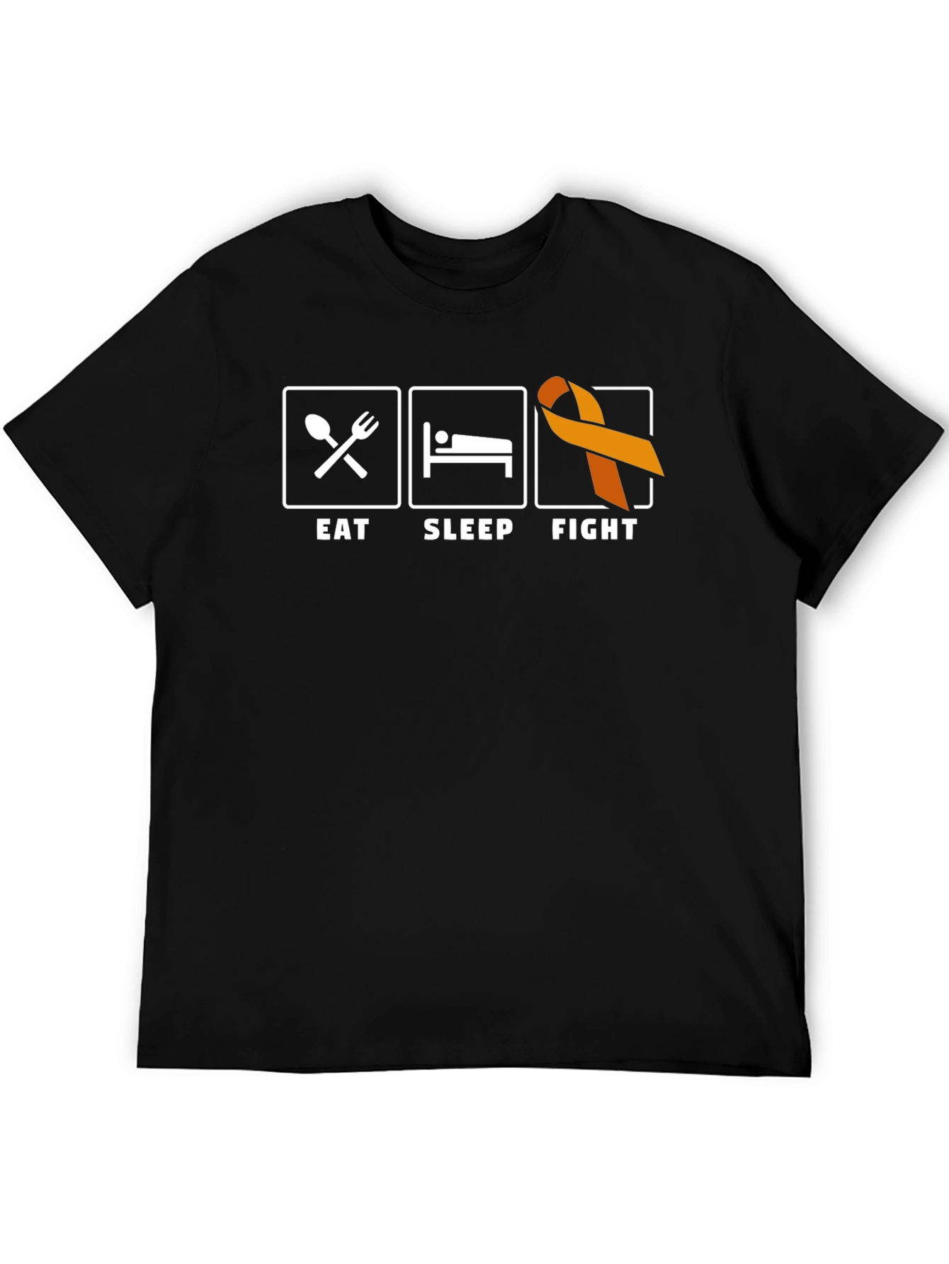 Eat Sleep Fight T-Shirt Orange Ribbon Support