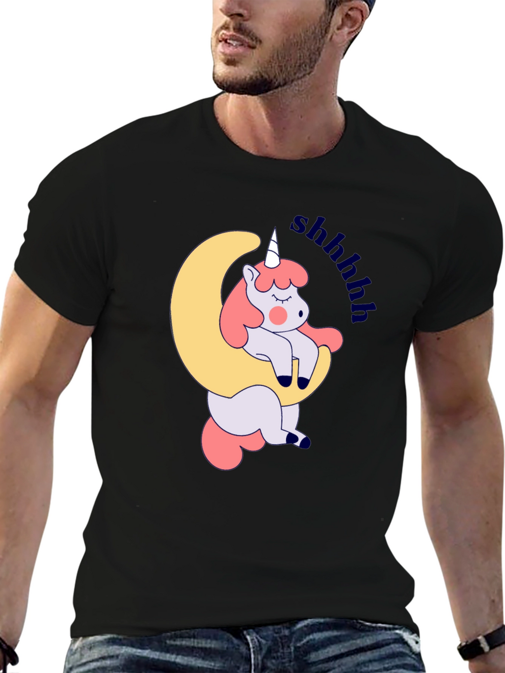 Cute Unicorn Sleeping on Moon T-Shirt