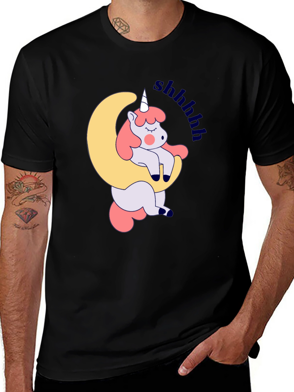 Cute Unicorn Sleeping on Moon T-Shirt