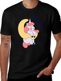 Cute Unicorn Sleeping on Moon T-Shirt