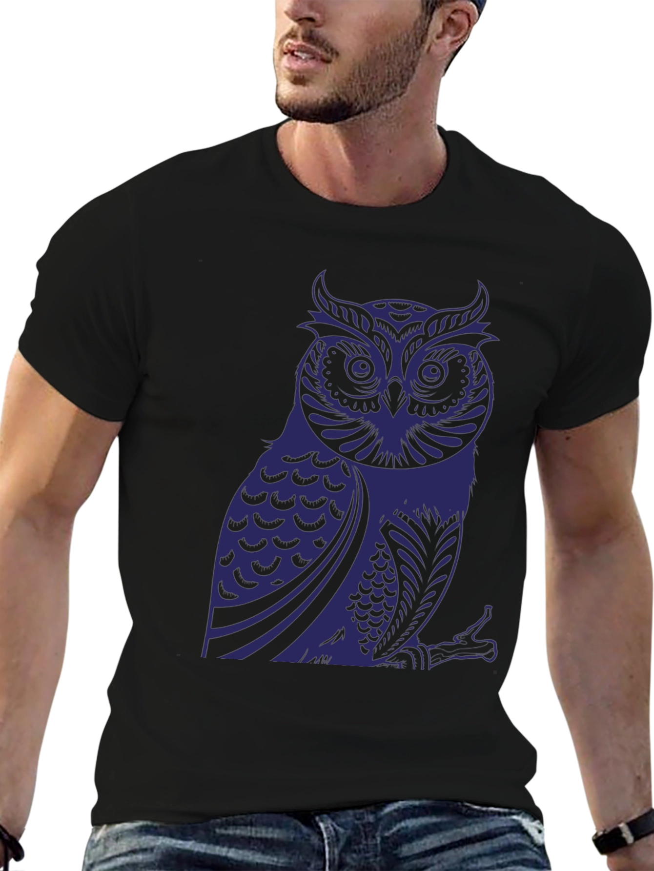 Owl Graphic Print T-Shirt - Stylish Mens Tee