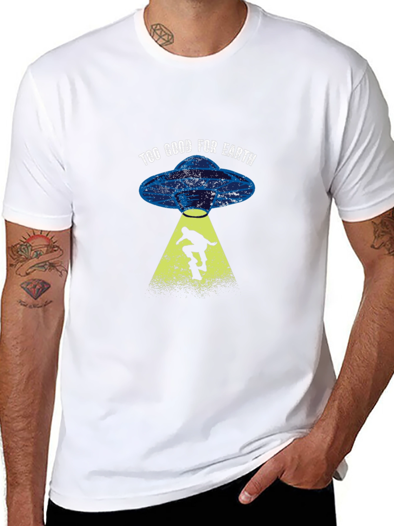 Too Good For Earth Skateboard Alien Abduction T-Shirt