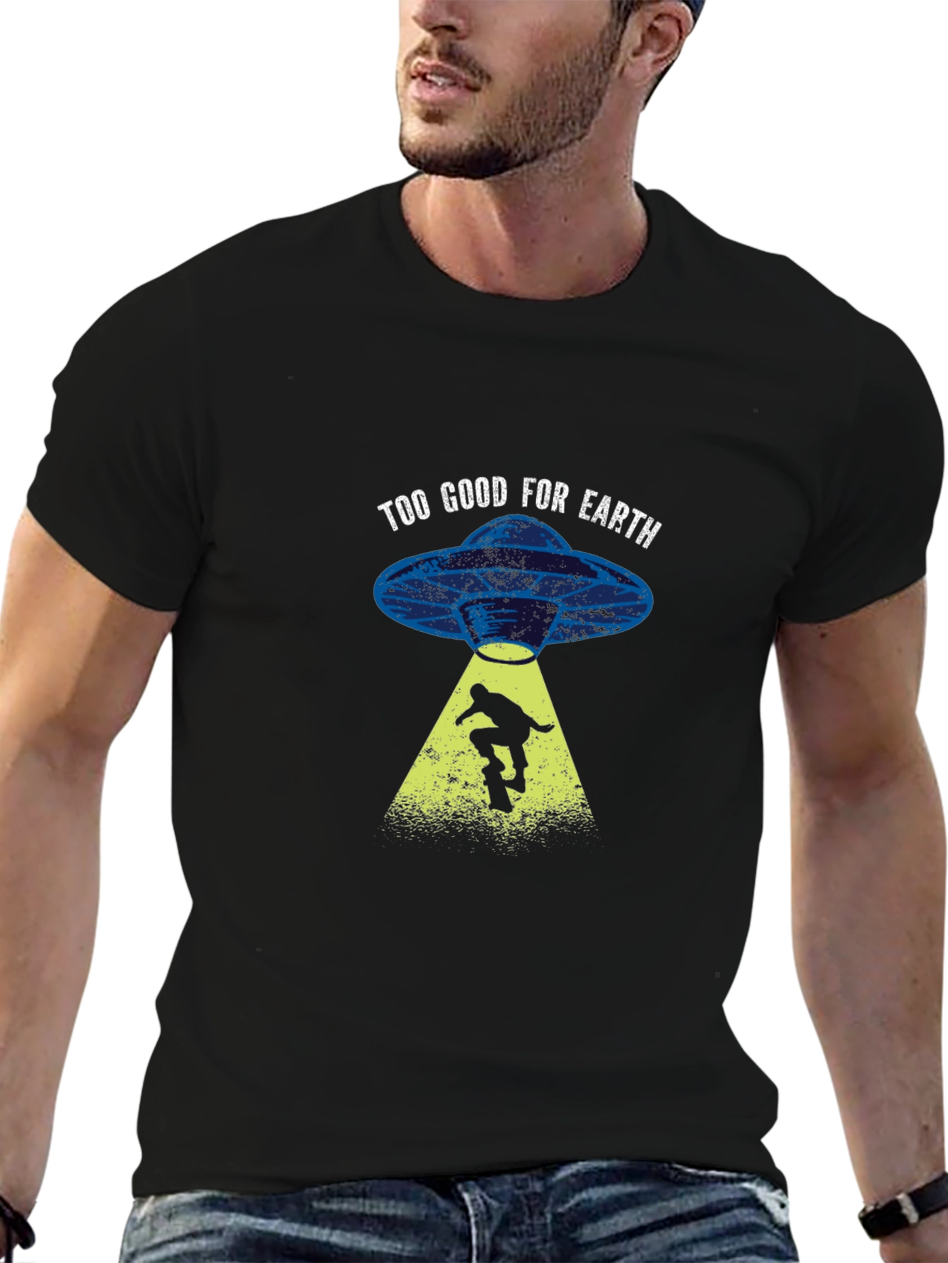 Too Good For Earth Skateboard Alien Abduction T-Shirt