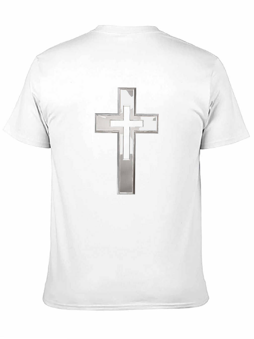 Black T-Shirt with Silver Christian Cross Graphic