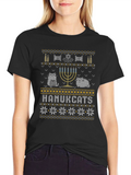 Hanukcats Funny Hanukkah Sweater Design T-Shirt