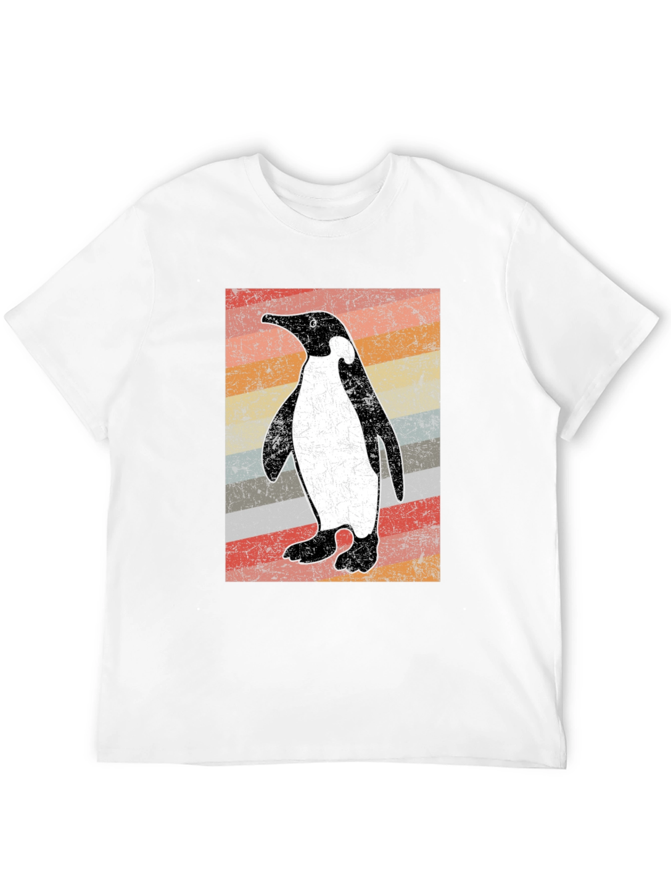 Retro Penguin Graphic Tee - Black Cotton T-Shirt