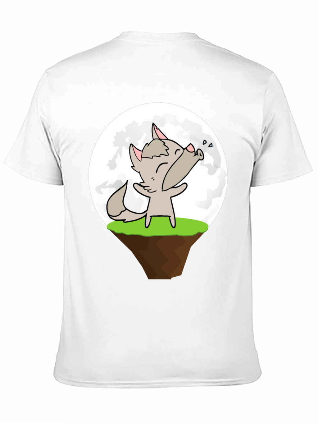 Cartoon Wolf Howling at the Moon Graphic T-Shirt
