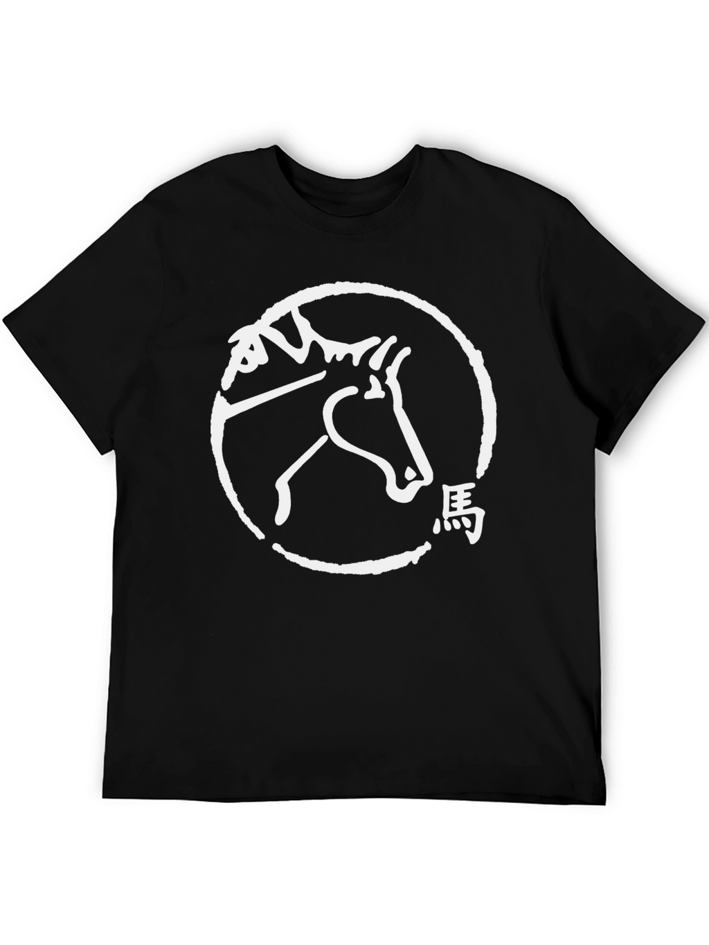 Horse Graphic Tee - Black Crew Neck