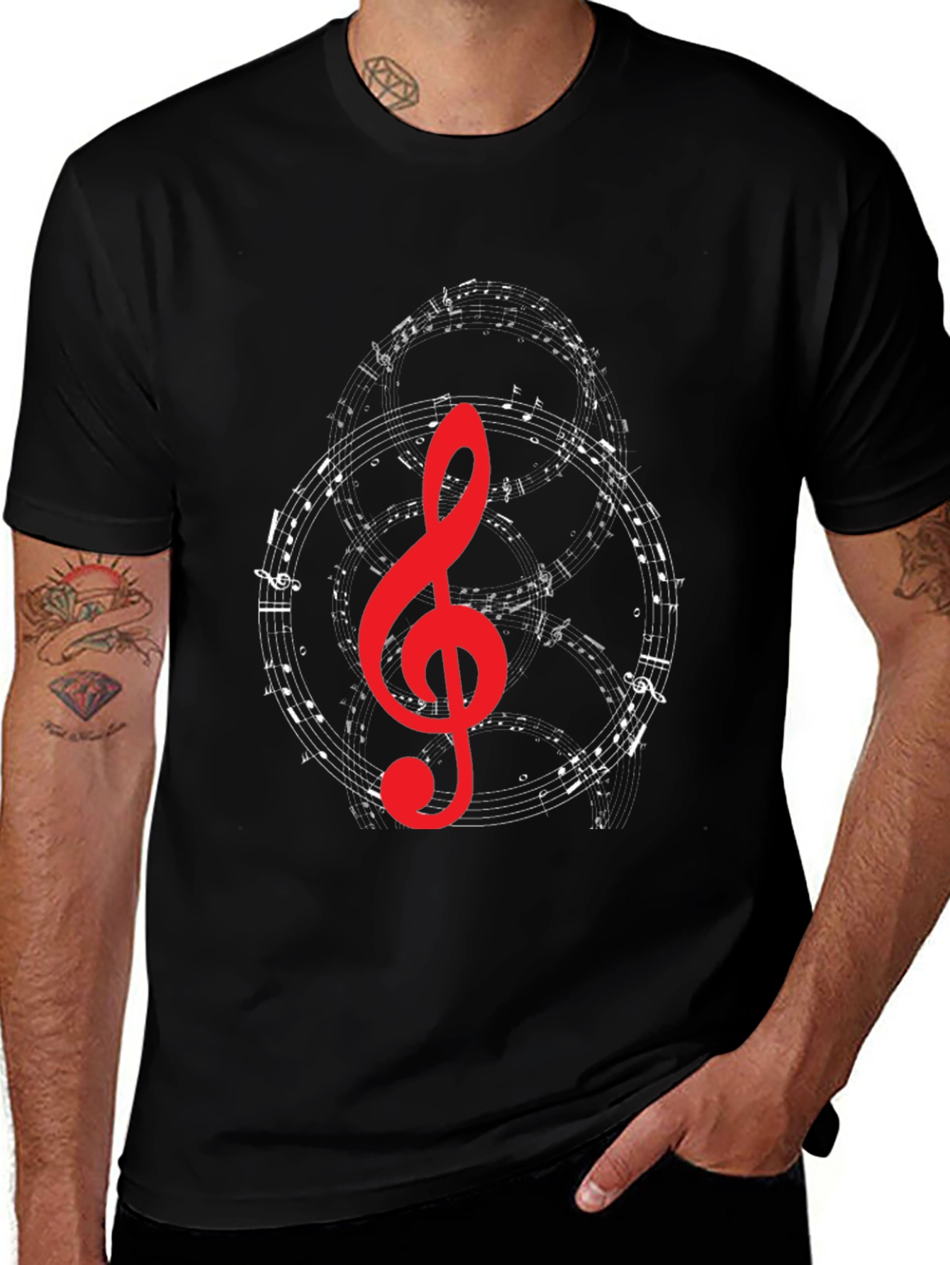 Musical Note Graphic T-Shirt - Black